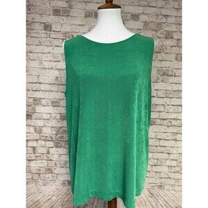 Chicos Travelers Slinky Acetate Tank Top 3 Sleeveless Knit Green